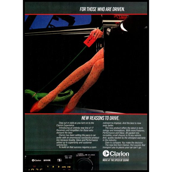 1983 Clarion 8550R Stereo Car Audio Vintage Print Ad Sexy Legs Pantyhose Photo - Picture 1 of 1